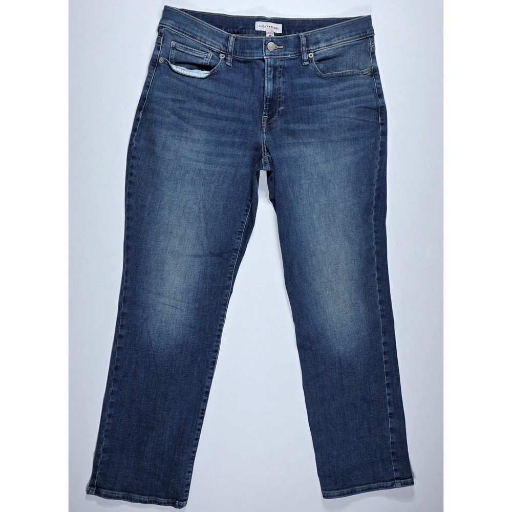 Lucky Brand Womens 14/32 R Medium Wash Straight Leg Stretch Denim Jeans